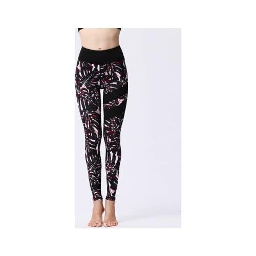 Plus Size Sport Leggings Women Gym Tights Fitness Flower Printed Lady Yoga Pants Elastic Running Pants High Waist Workout Tights