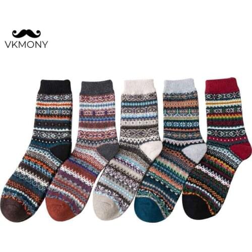 Women warm socks winter thicken woman socks Bosnia style female socks 5pairs/lot girl cute socks VKMONY