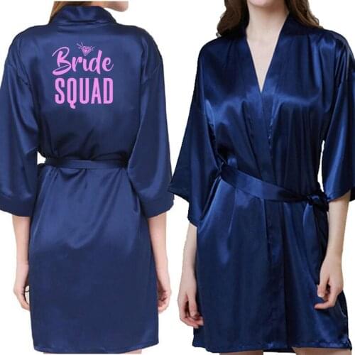 Hen Party Wedding Party Robe Women Bridal Bride Squad Robes Bathrobe Sleepwear Satin Pajama