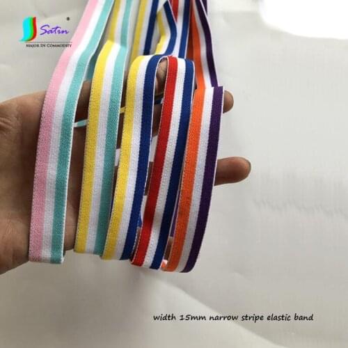 Women Underwear Bra Sew Decoration Repair Pants Waist Diy Width 15mm Narrow Soft Colorful Stripe Elastic Band A0492L