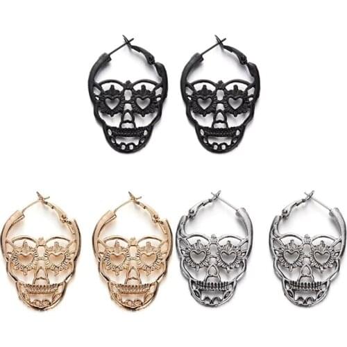 1 Pair Vintage Skull Cutout EarringsTextured Skull Bones Earrings For WOmen Skeleton Stud Earrings Jewelry