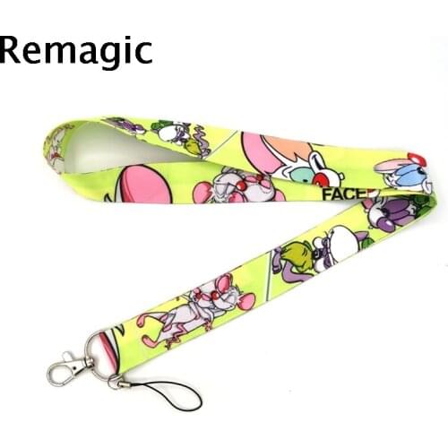 100pcs Pinky and the Brain students kids Neck Strap Lanyard keychain Phone ID Badge Holder Key Chain Keyrings cosplay Accessory