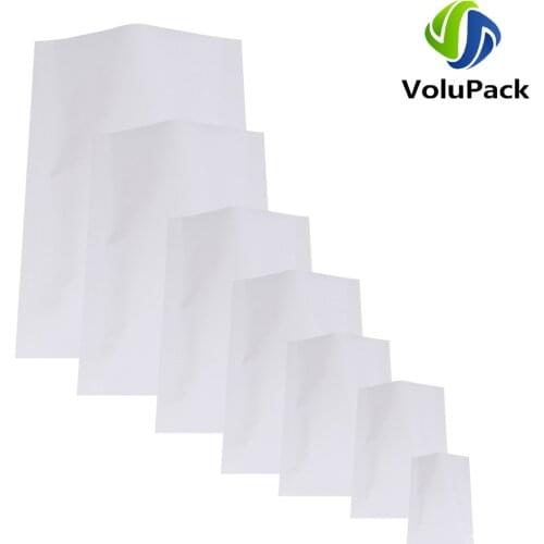 100pcs Plain Pocket Metallic Foil Mylar Storage Bags Flat Tear Notch White Open Top Pouches Smell Proof Food Powder Packing Bags