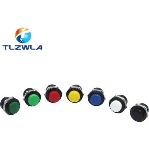 100PCS R13-507 Momentary SPST NO Red Black White Yellow Green Blue Round Cap Push Button Switch AC 6A/125V 3A/250V 6color