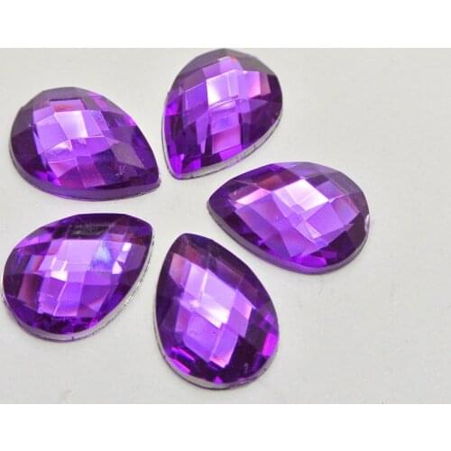 200 Dark Purple Acrylic Flatback TearDrop Rhinestone Gems 10X14mm No Hole