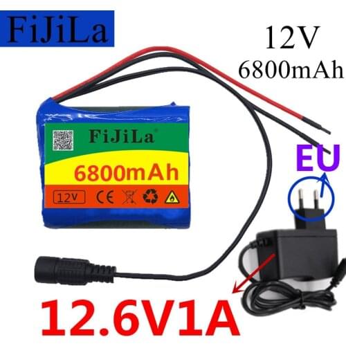 2020 12V 6800mAh 18650 Li-ion Rechargeable battery pack for CCTV Camera 3A Batteries+ 12.6V EU US Charger