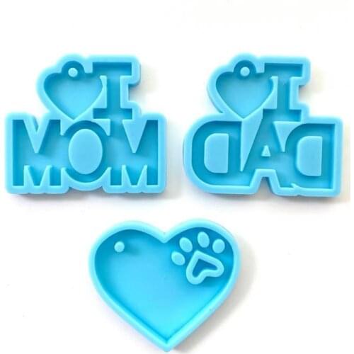 3 Pcs/Set Fathers Day Mothers Day Theme Keychain Epoxy Resin Mold Necklace Pendant Silicone Mould DIY Crafts Decorations Jewe