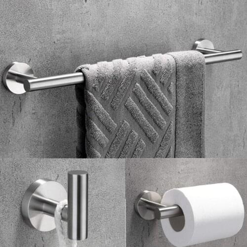 3PCS Bathroom Hardware Towel Bar Sets Matte Black SUS Stainless Steel Round Wall Mounted 12" Hand Towel Bar Toilet Paper Holders