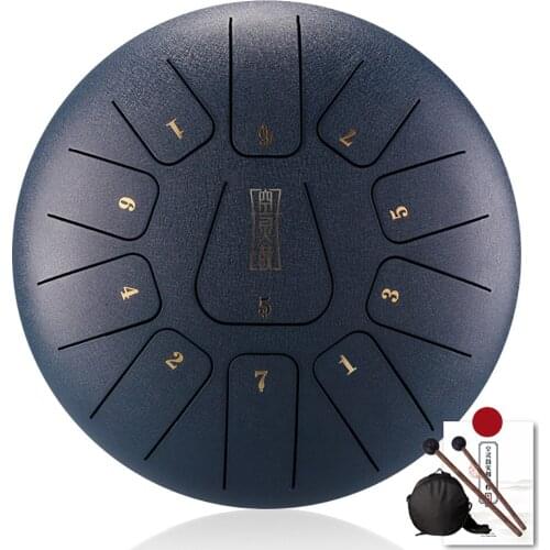 8 Inch 11 Tune Steel Tongue Drum Tank Drums Percussion Instruments Handpan Gift With Drumsticks Carrying Bag