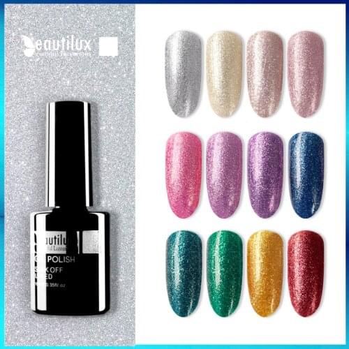 Beautilux Diamond Platinum Nail Gel Polish UV LED Semi Permanent Nails Art Varnish Winter Christmas Bling Gloss Nail Lacquer