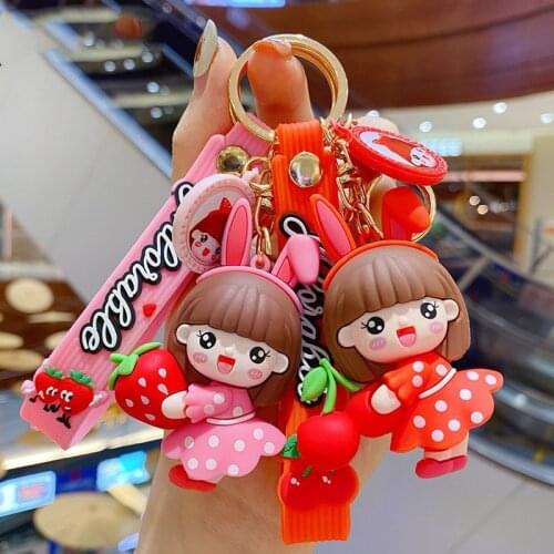 Cartoon cute fruit rabbit girl doll keychain creative couple pendant car key chain bag pendant