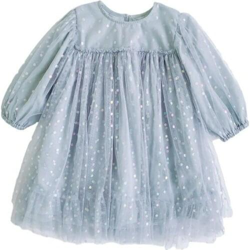 Kids Dress New Cotton Summer Girls Party Dress Dotknot Sequined Toddler Princess Girls Clothes 2 Color 1-6Y