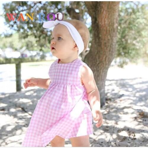 2020 Fashion Newborn Kids Baby Girls Toddler Infant O neck Sleeve Cute Red Plaids Dress Clothes 0-24 M Bebe Hot Dresses Clothing