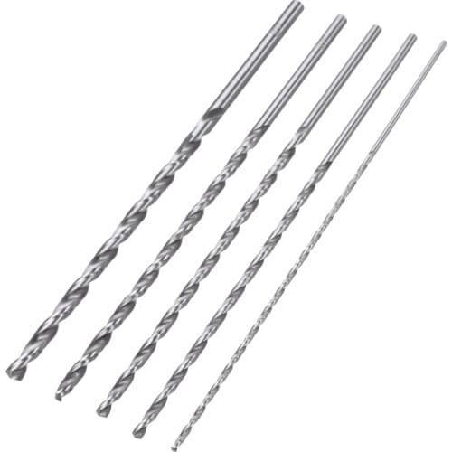 2-5mm Dia. Drill Bit Extra Long High Speed Steel Straight Shank Auger Twist Drill Bit Set 160mm for Metal Wood Power Tool Mayitr