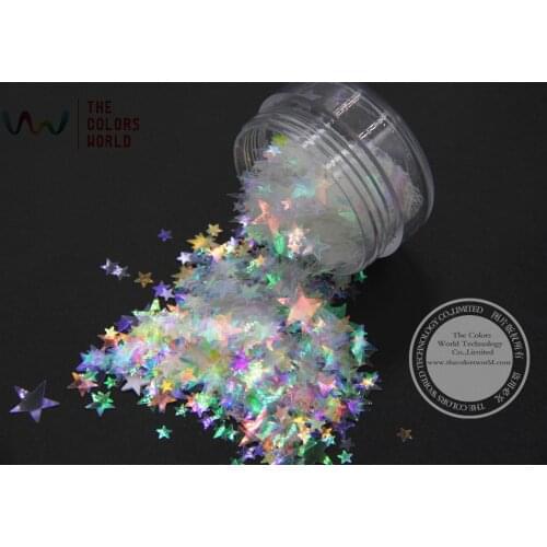 SR346-364 White Color With purple red Light Colorful Star Shape Glitter ,Specular luster glitter for nail Art DIY decoration