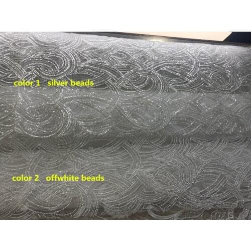 Wholesale African net lace fabric with beads (5yards/lot) SYJ-666813 french embroidery tulle lace fabric