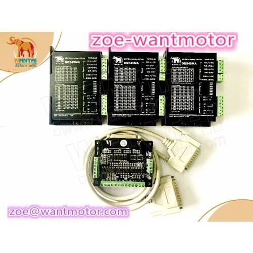 Nice cnc kit!3pcs Wantai Stepper Motor Driver DQ545MA 50V 4.5A 128Microsteps +1PC breakout board for Nema 17 23 stepper motor