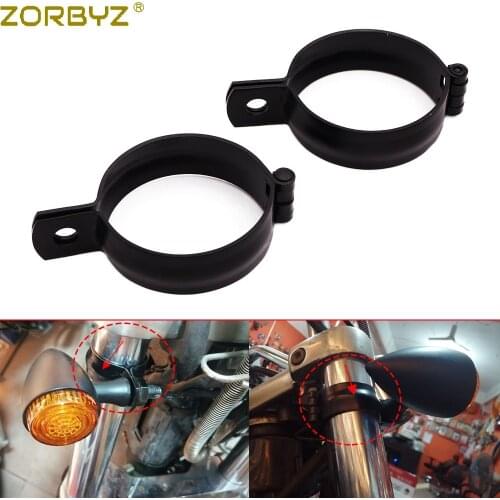 ZORBYZ 2X Motorcycle 34-60mm Black Metal Front Fork Mount Clamp Turn Signal Light Mount Bracket Holder For Cafe Racer Custom