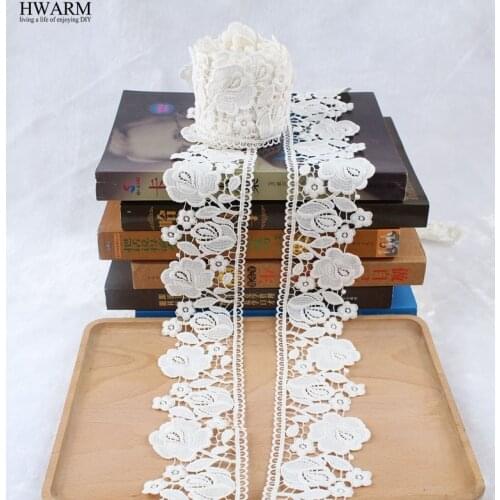 2yards african lace fabric ribbon wedding trim Water-soluble milk silk embroidery hollow lacefabric exquisite curtain ornaments