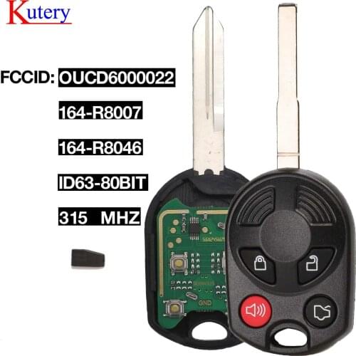 Kutery Remote Car Key Fob For Ford C-Max Edge Escape Focus Lincoln Mazda Mercury OUCD6000022 315Mhz Transmitter ID63 80bit 4B