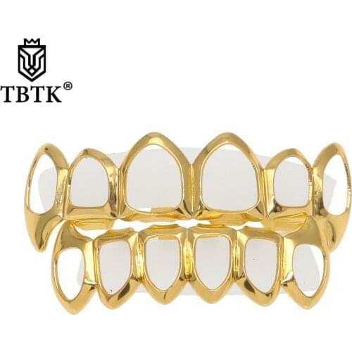TBTK Fashion Hollow Dental Grills Trendy Simple Style Vampire Fangs Teeth Braces Top&Bottom Teeth Unisex Hiphop Punk Style Man