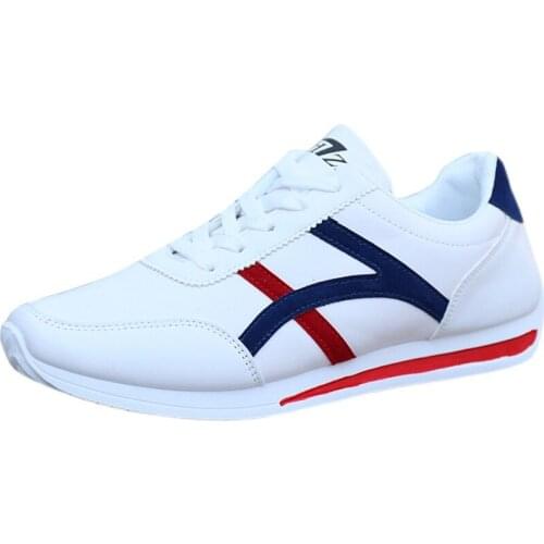 2021 New Mens Shoes Fashion Leather Non-slip White Shoes Casual Sports Shoes Mens Round Toe Low-top Comfortable Tennis Shoes