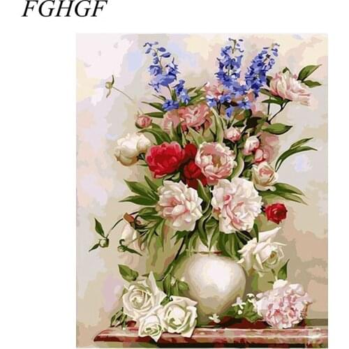 FGHGF ST131 Flower Framed Picture DIY Painting By Numbers Painting Calligraphy Home Decoration For Living Room