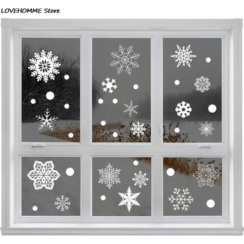37Pcs/Lot Christmas Snowflake Window Sticker Winter Wall Stickers Kids Room Christmas Decorations For Home New Year Stickers