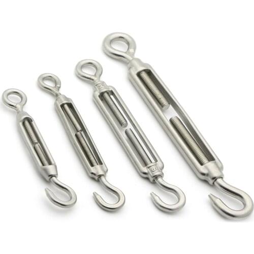 1pcs M4 M5 M6 M8 M10 M12 M14 M16 Turnbuckle Wire Rope Tensioner Heavy Duty 304 Stainless Steel Hook Eye Cable Tension