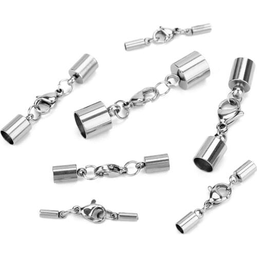 Stainless Steel Leather Cord Bracelet Necklace Lobster Clasps Hooks Dia 1.5/2/3/4/5/6/8mm Connectors For Jewelry Making F3896