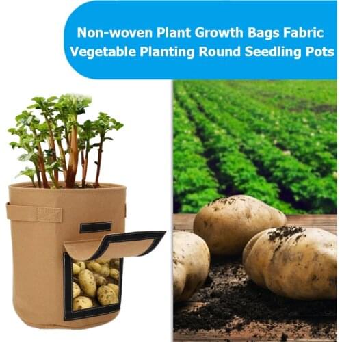 Non-woven Plant Growth Bags Fabric Raised Bed Square Garden Flower Vegetable Planting Seedling Bag Planter Pot with Handles