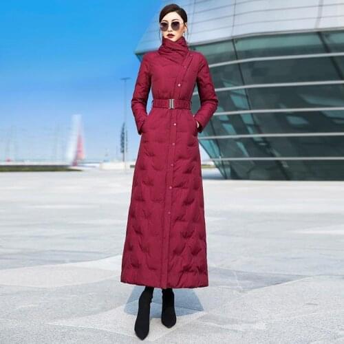 Stand-Up Collar Down Padded Clothing Womens 2020 New Long Slim Waist Fashion Korean Winter Thick Warm Cotton Coat Female Q390