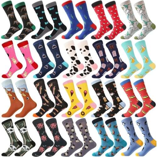 Novelty Men Dress Colorful Comfortable Skateboard For Causal Reason Funny Wedding Socks Cartoon Panda Pineapple Happy Socks