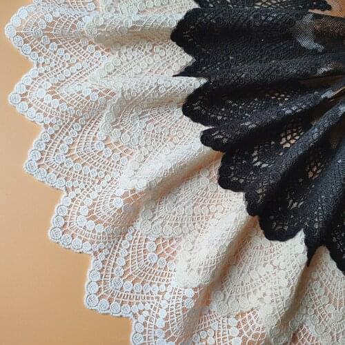 New Design Black/Beige Soft Mesh Embroidered Wedding Dress Skirt Hem Lace Fabric Accessories Princess Dress Width 16cm 3Yds/Lot