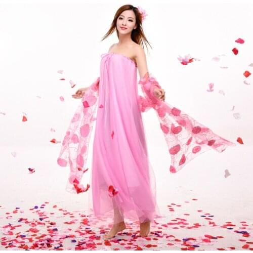 New Design Sexy Dance Dress Chinese Folk Dance Costumes Pink Hanfu Chinese Ancient Clothing Fairy Princess Costumes
