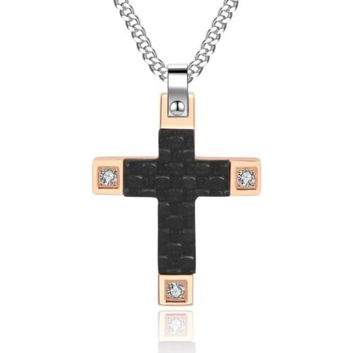 Original Men’s Cross Pendant Two-color Streetwear Necklace In Party 24 Inch