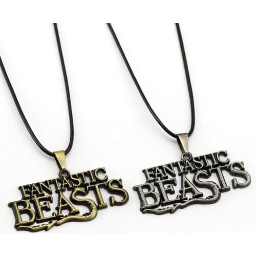 2 colors Wholesale Fantastic Beasts and Where to Find Them Logo Metal Pendant Necklace Fashion Necklace for Men statement
