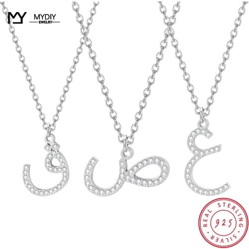 MYDIY Initial Necklace In Arabic Letter 925 Stering Silver Point drill Pendant Unique Necklace Jewelry 2021 TREND Friends Gift