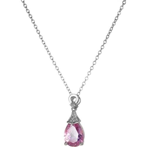 Fantastic Women Lady Necklaces Pink Color Rhinestone Chain Crystal Necklace Pendant Jewerly Fashion Ornaments Chokers Necklaces