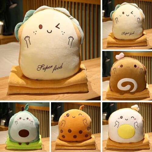 Kawaii Bread Fruit Plush 3 in 1 Toys Stuffed Soft Pillow Sandwich Avocado Egg Lovely Dolls for Children Baby Birthday Gift