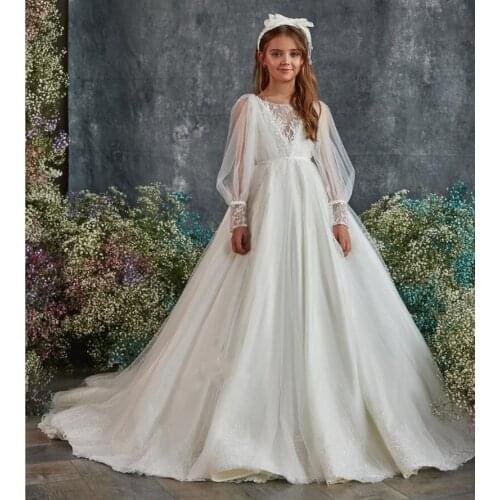 Luxury Lace Applique Flower Girl Dresses for Wedding Little Princess Pageant Holy Communion Birthday Party Dresses