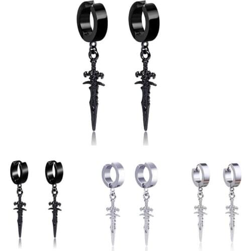 Punk Black Allow Styles Stainless/Titanium Steel Stud Earrings For Men and Women Gothic Street Pop Hip Hop Ear Jewelry