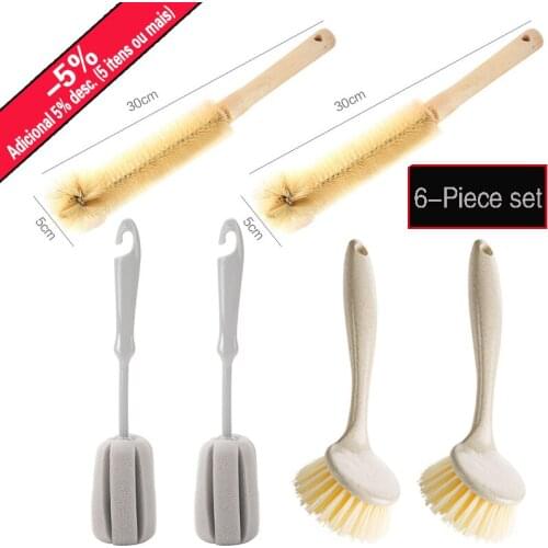 Coconut Fiber Long Hand Pot Washing Brush Non-Stick Oil Bowl Brush for Kitchen Cleanup/Decontamination Sponge brush