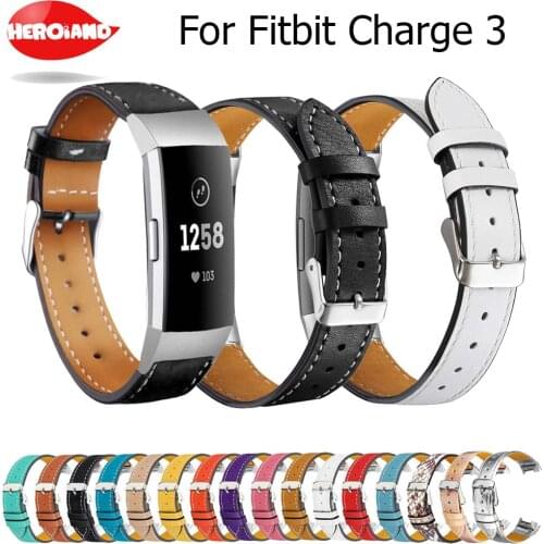 Replacement For Fitbit Charge 3 Charge3 Bands Leather Straps Band Interchangeable Smart Fitness Watch Band With Stainless Frame
