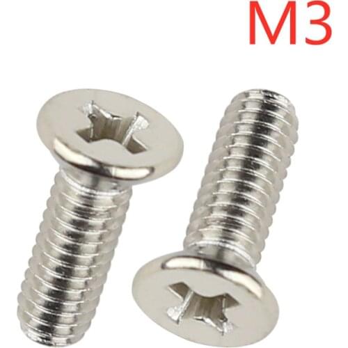 M3*3/4/5/6/7/8/10/12/14/16/18/20/25/30/35/40/45 Countersunk head flat philips screw machine screws steel nickel plated KM3
