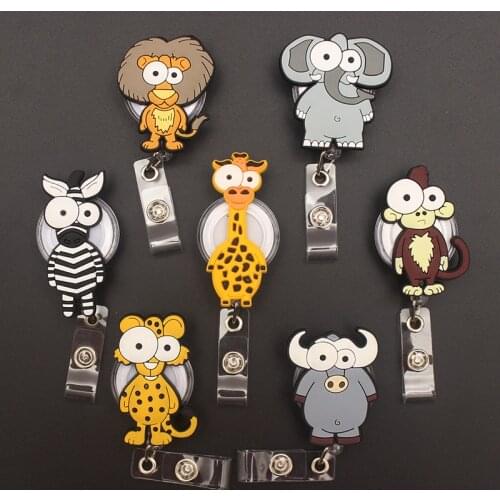 Big Eye Wild Animals Style Retractable Badge Reel For Nurse & Doctor Card Holder Office & Hospital Supplies Boy & Girl Name Card