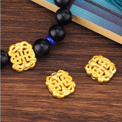 Hot sale 999 24K Yellow Gold Bracelet 999 Gold Bat Weave Chinese knot Bracelet