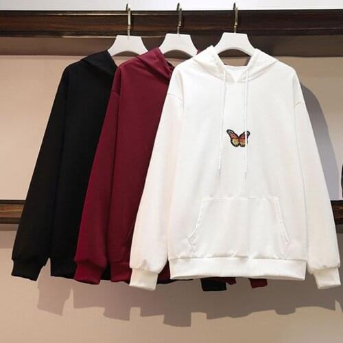 Winter Butterfly Print Graphics Hoodies for Girls Streetwear Hip Hop Sweatshirt Women Hipster Casual Hoody Korean Clothes 5color