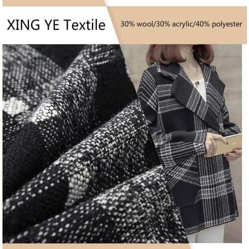 150 cm Wide Wool Acrylic Polyester Plaid Woolen Autumn and Winter Fashion Clothing Fabric Wholesale Cloth by the Meter Sewing