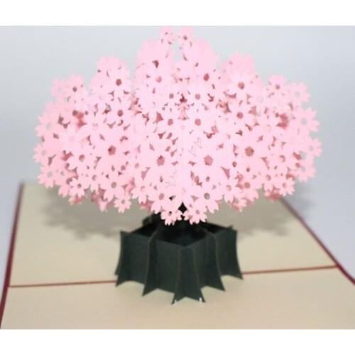 3D Laser Cut Handmade Carving Cherry Blossom Paper Invitation Greeting Card PostCard Birthday Valentines Day Wedding Party Gift